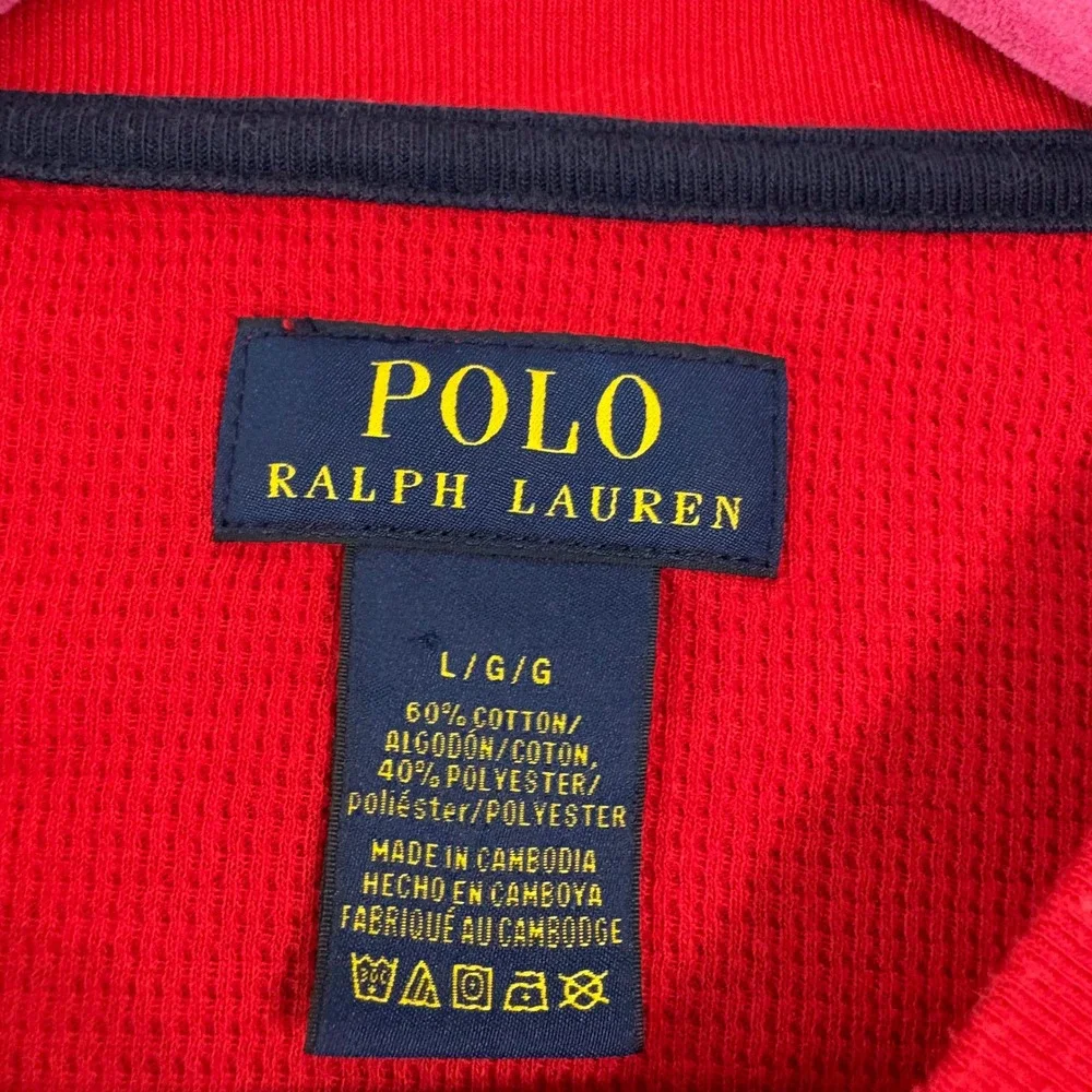 Polo Ralph Lauren‎ Waffle Knit Thermal Shirt Mens Large Red Long Sleeve Crewneck